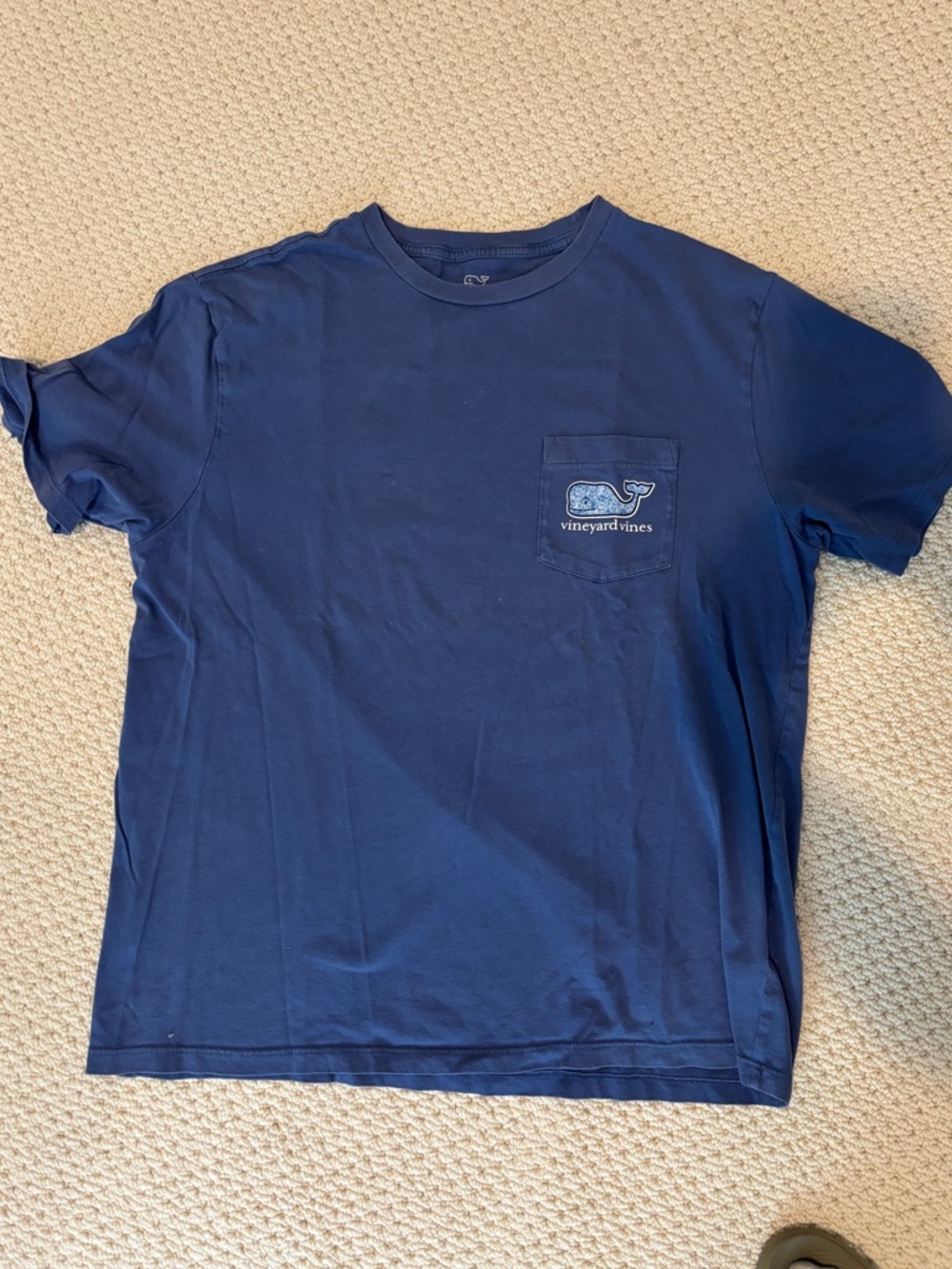 Vineyard Vines Blue Pocket Tee with Whale Logo